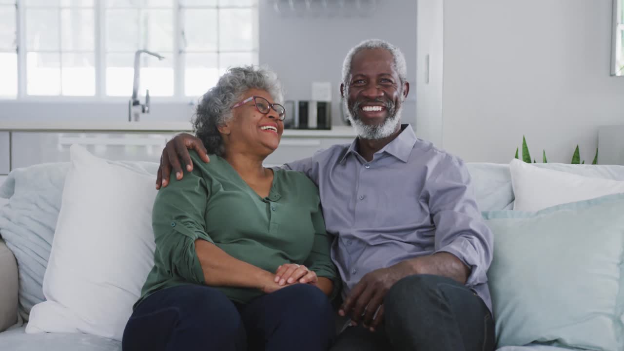 A senior African american couple in love at home. Social distancing in quarantine