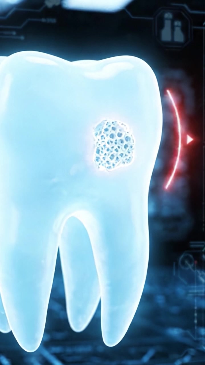 A High-Tech Representation of a Tooth Highlighting Dental Innovations and the Importance of Oral Health in Modern Science and Technology