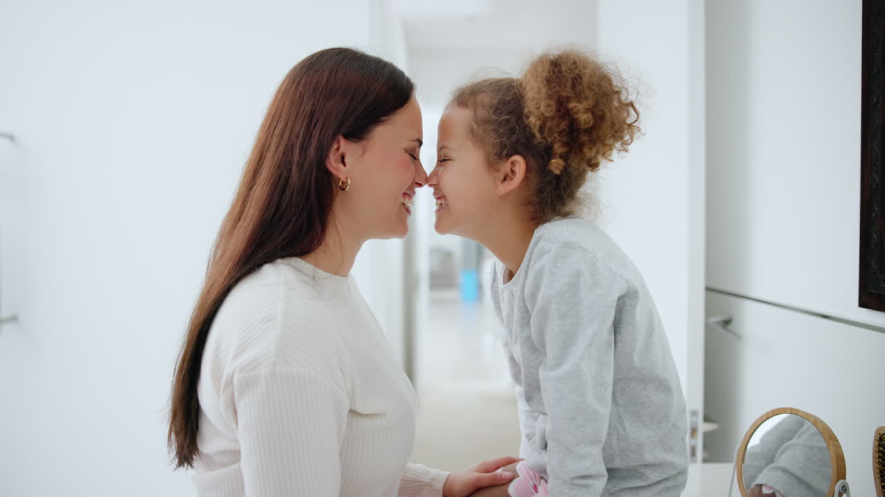 욕실, 포옹, 행복한 가족 아이