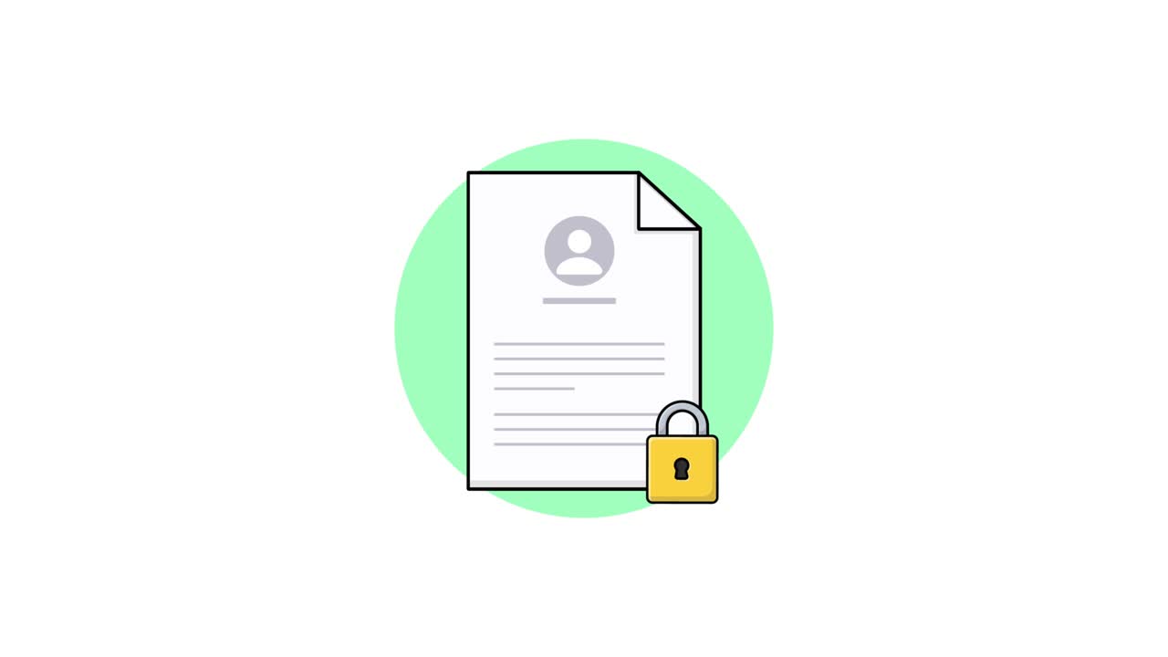 Animated Illustration of Secure Personal Data Document with Padlock