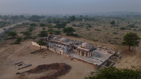 ancient gori temple aerial view of historic jain architecture in nagarparkar, pakistan