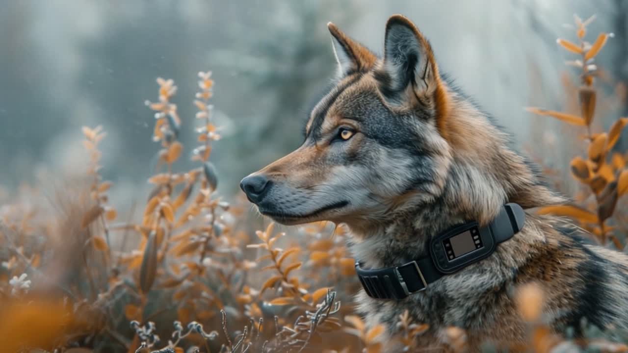 Wolf with Tracking Collar