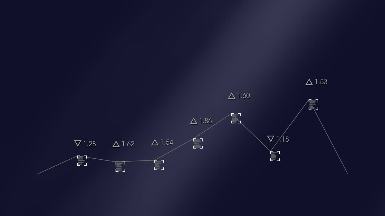 animación del procesamiento de datos financieros sobre un fondo oscuro