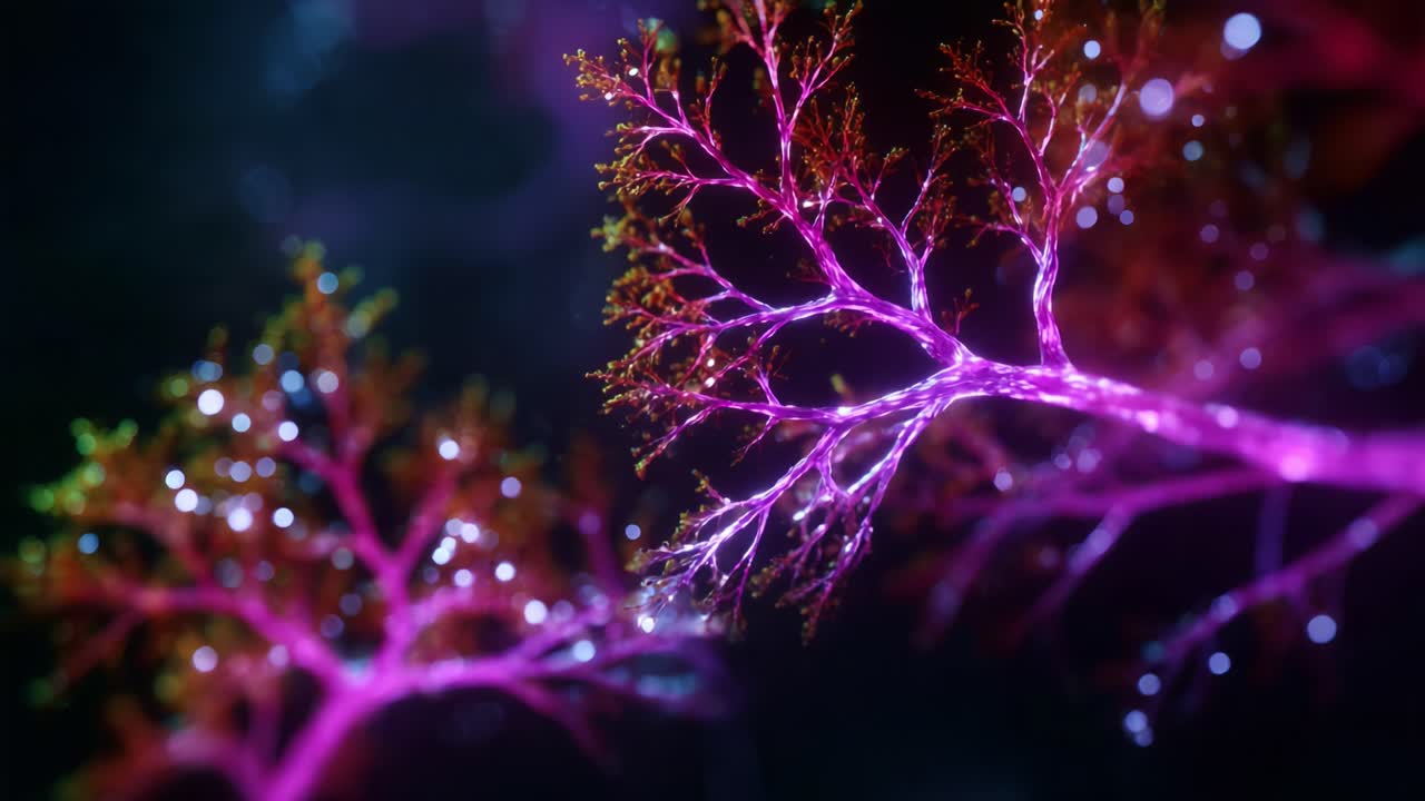 A Vibrant Display of Bioluminescent Trees in a Lush Environment, Capturing the Beauty of Nature's Glow with Intricate Details of Colorful Branches and Leaves
