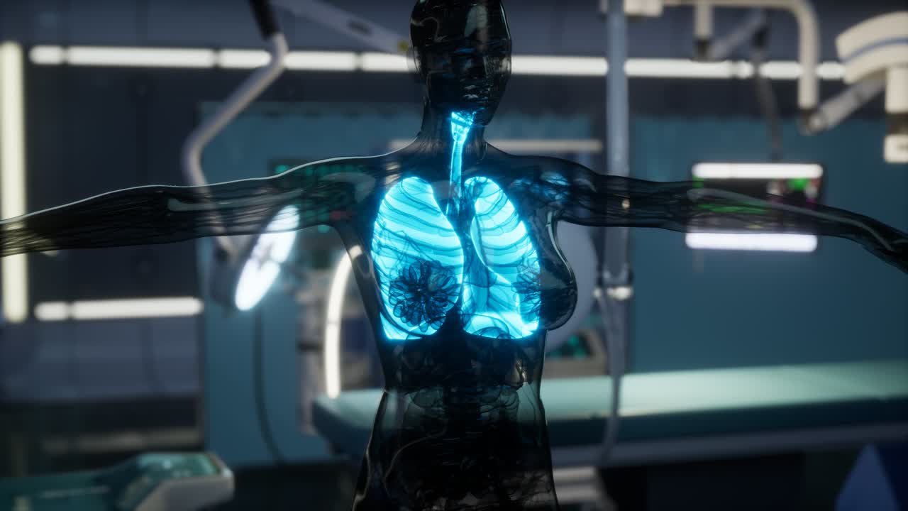 examen radiológico de pulmones humanos en laboratorio