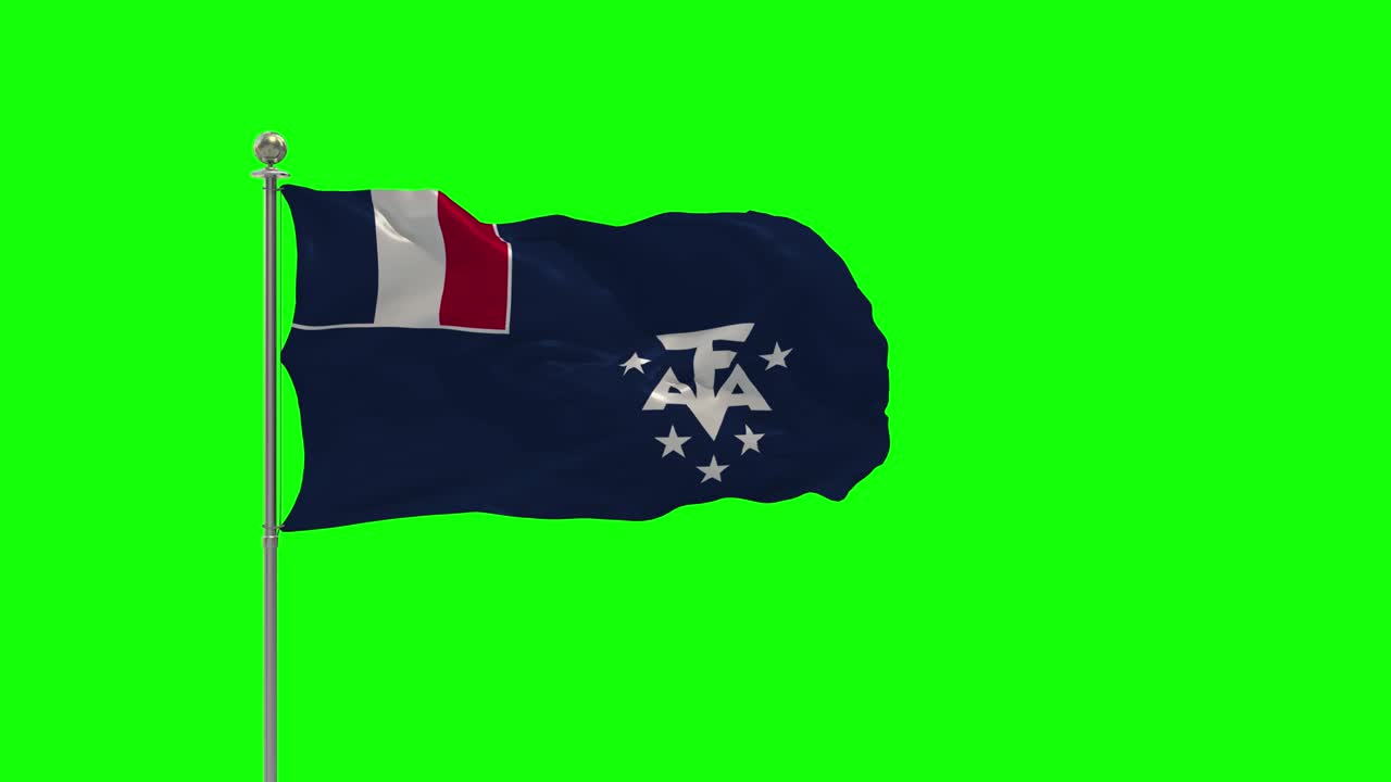 tierras francesas del sur y la antártida ilustración 3d de la bandera ondeando en un poste