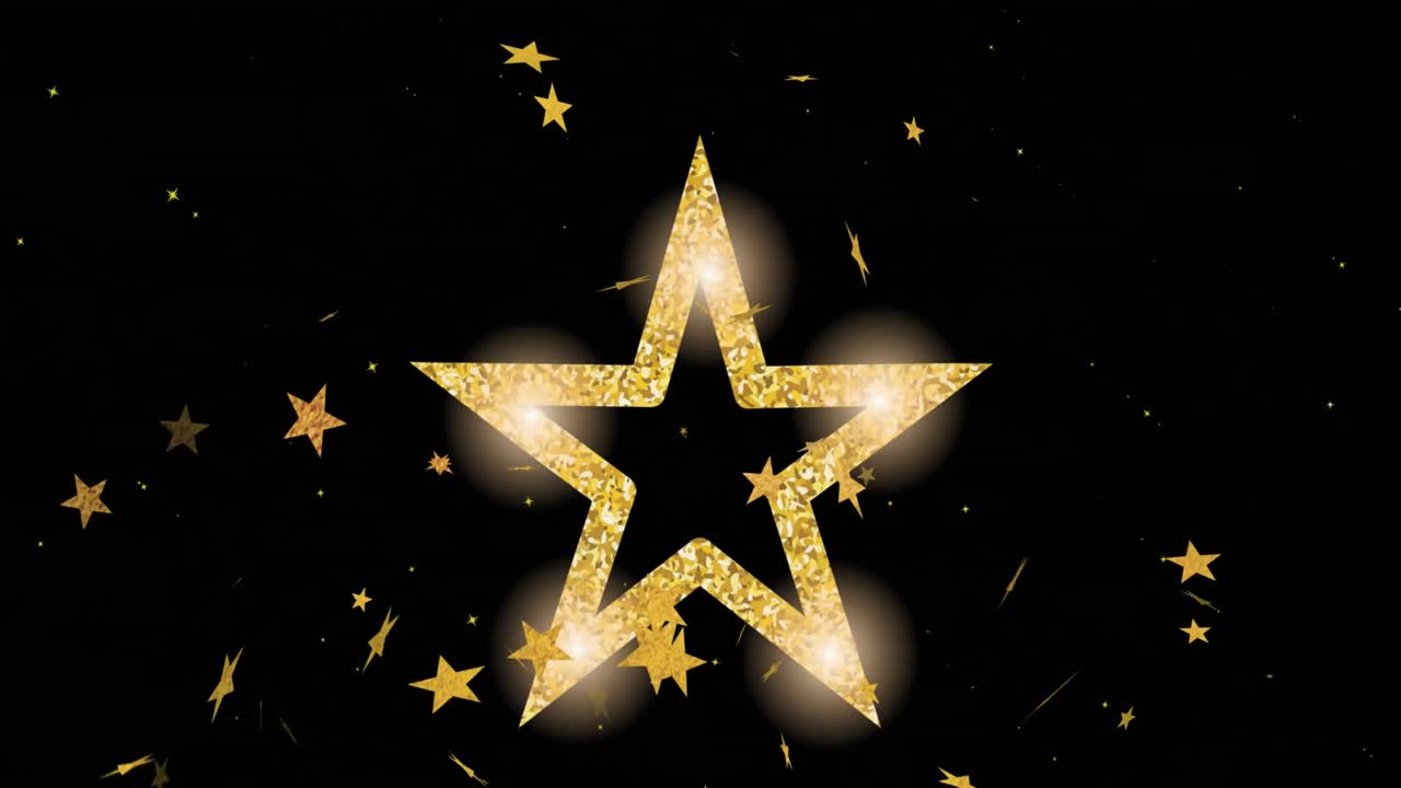 animación de estrellas doradas brillantes sobre un fondo negro