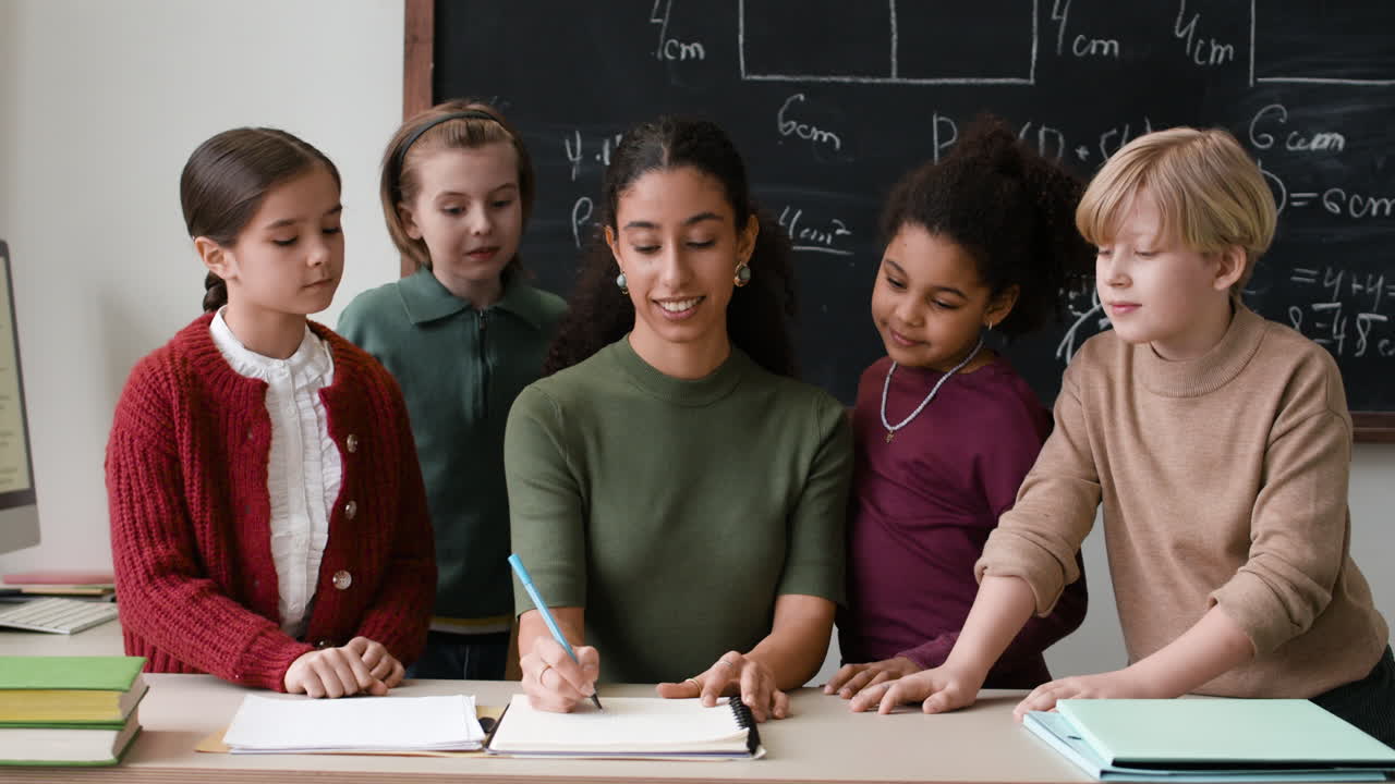 Classroom Scene: Teacher and Students Interacting