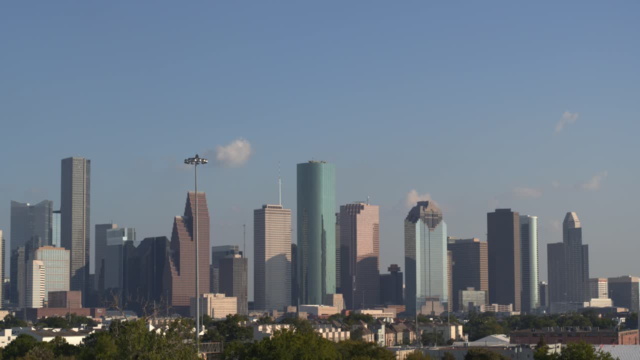 establecimiento de una toma de grúa del centro de houston, texas