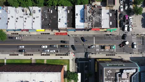 A-top-down-shot-over-Fulton-Street-in-Bedford-Stuyvesant,-Brooklyn