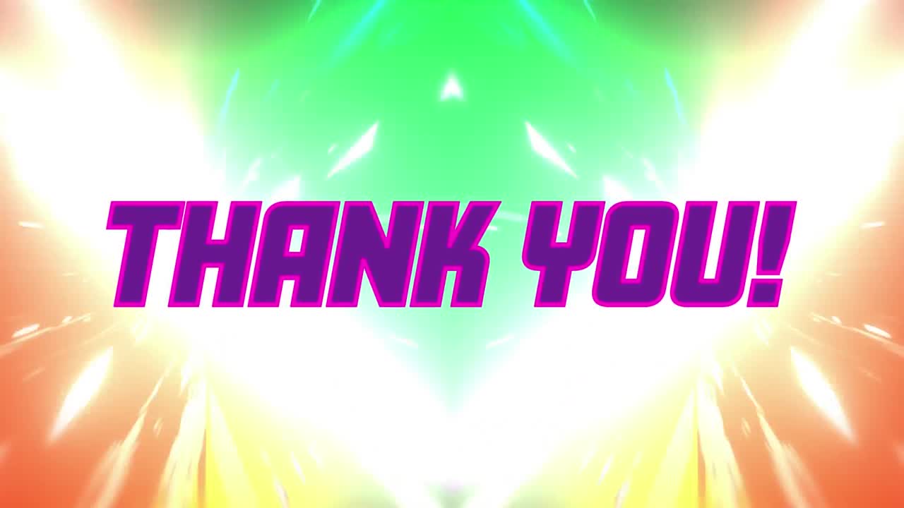 다채로운 배경에 감사 텍스트의 애니메이션