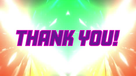 animation of thank you text on multi coloured background