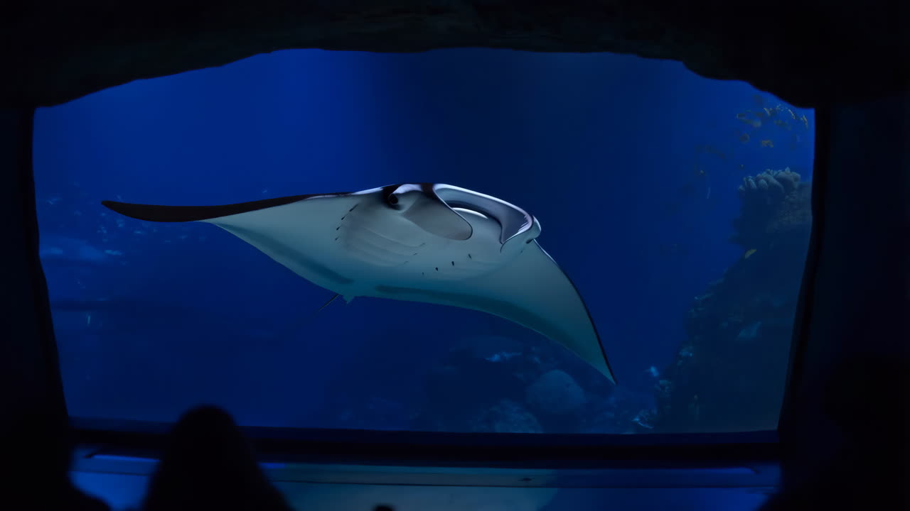 Manta ray in an aquarium