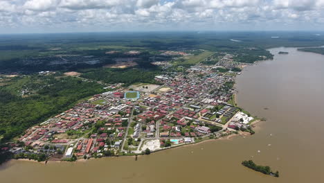 drone view of saint laurent du maroni guiana. french colonial city