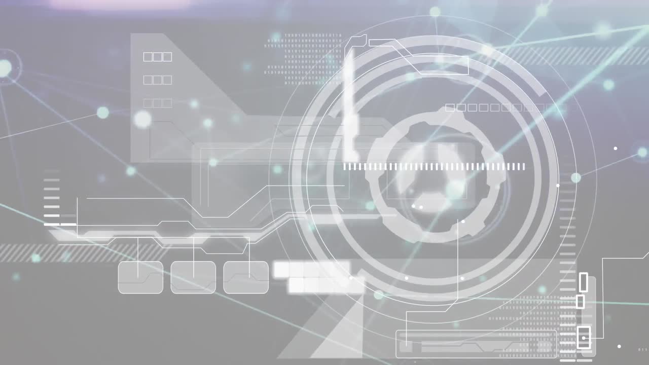 회색 배경에 스 스캔과 함께 연결 네트워크 및 데이터 처리의 애니메이션