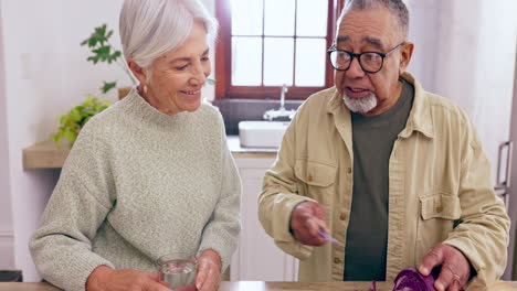 cooking, support or old couple with tablet