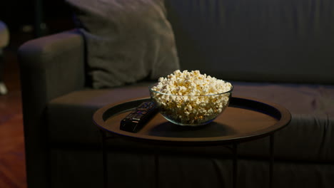 close up of snack prepared for movie night in home theatre