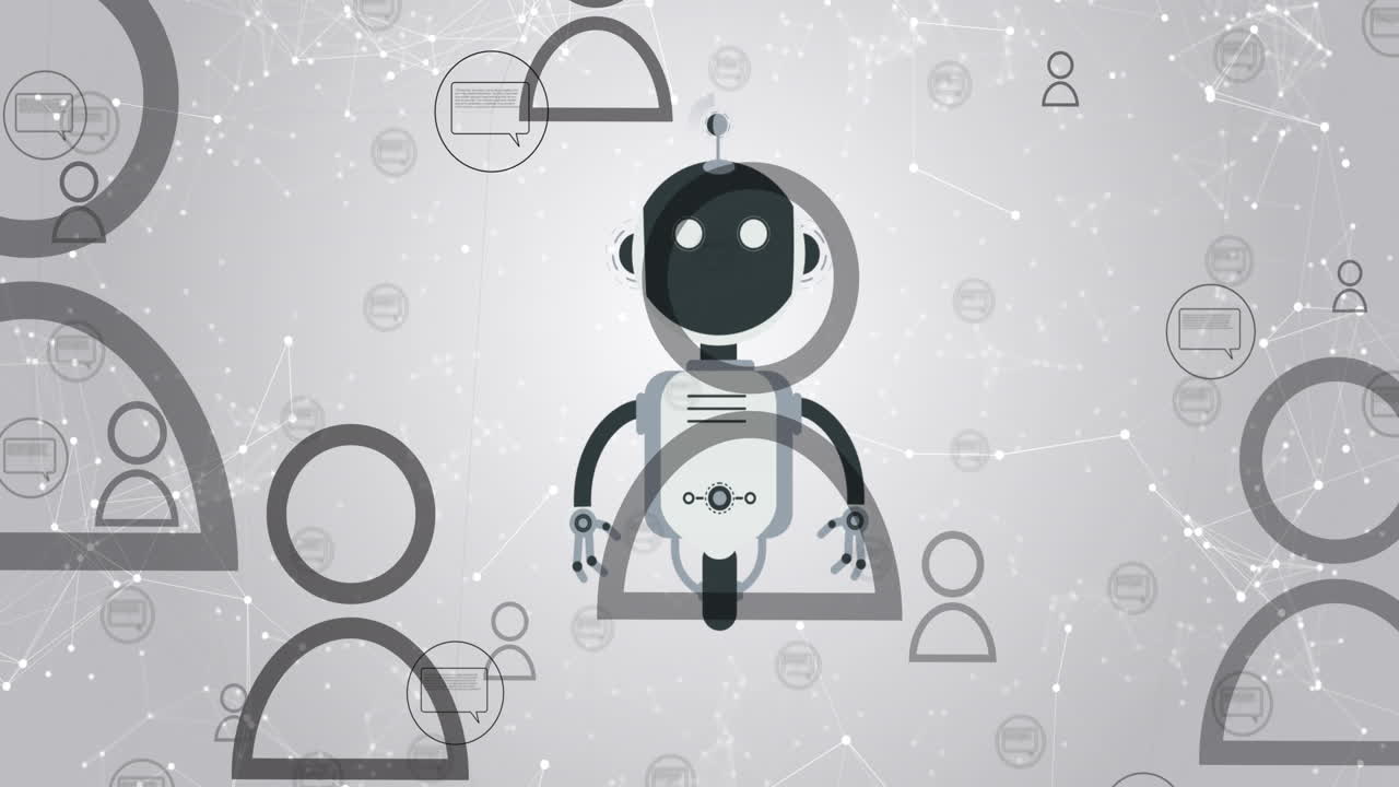 Animation of ai chatbot icon and data processing