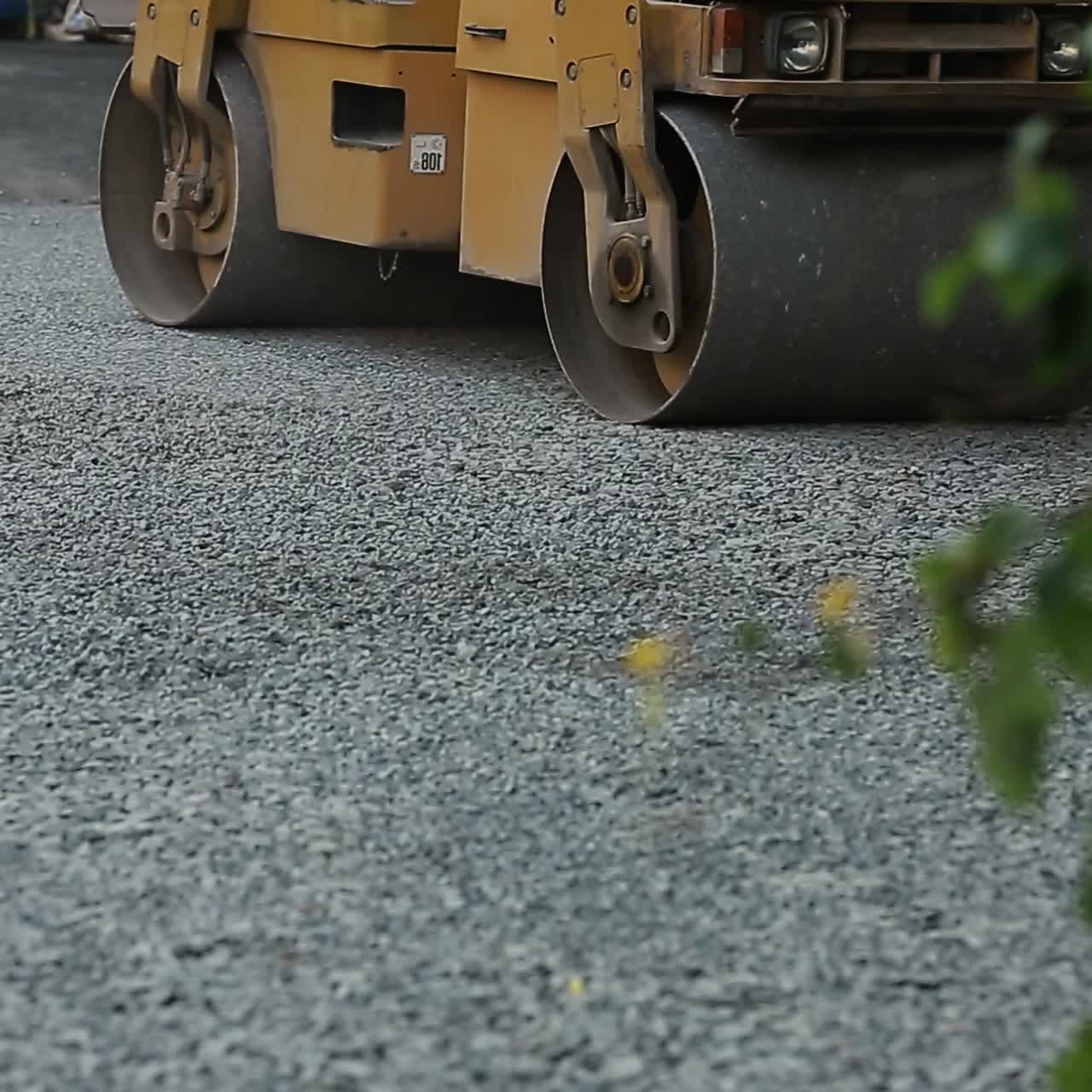 Road Roller Working On Road