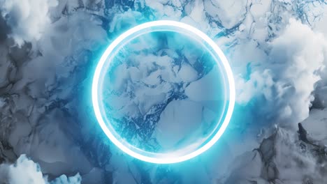 abstract neon circle on marble background