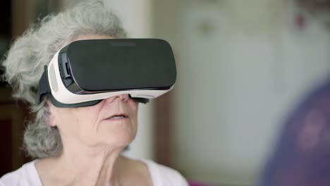 senior woman with vr headset at home.