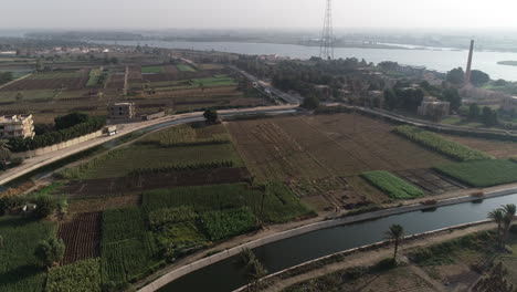 the river nile of egypt surrounded by the green lands of the nile valley