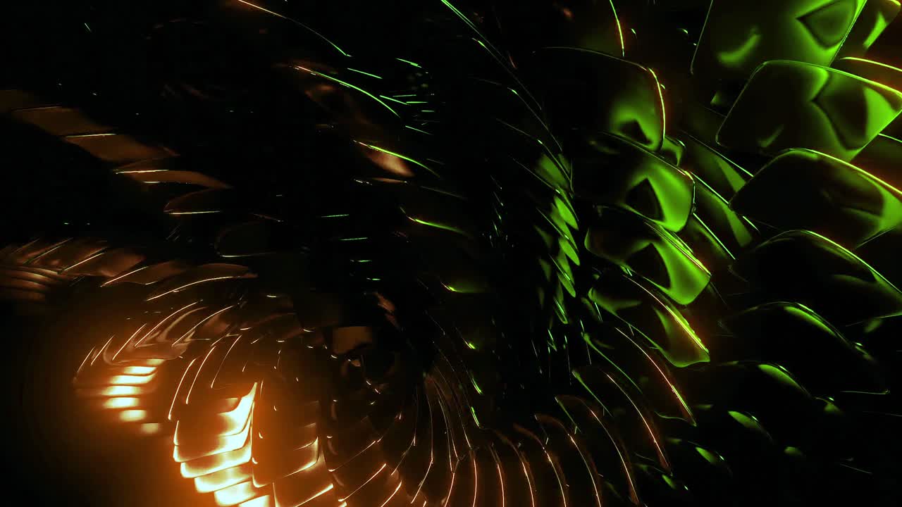 Abstract Green and Golden 3D Geometric Design