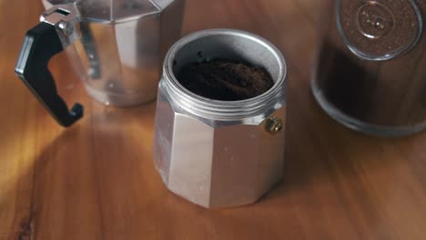 Ground-Coffee-Being-Prepared-in-Moka-Pot-Ready-to-Brew-in-the-Morning