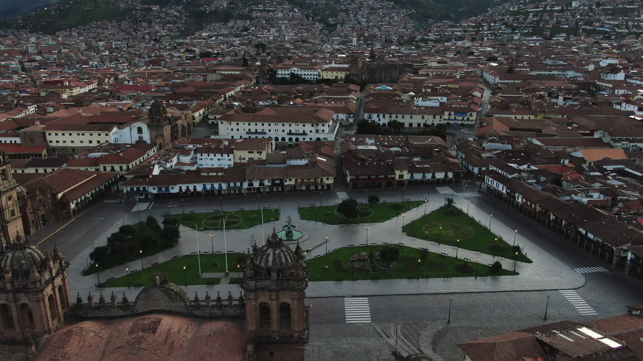 Aerial view of Plaza de Armas in Cusco, Peru