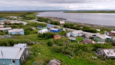 Aerial-push-in-Koyuk-Alaska