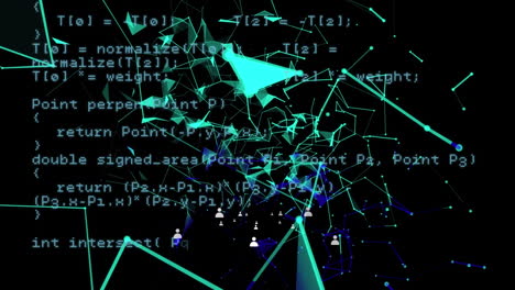 animación digital de la red de conexiones contra el procesamiento de datos en fondo negro