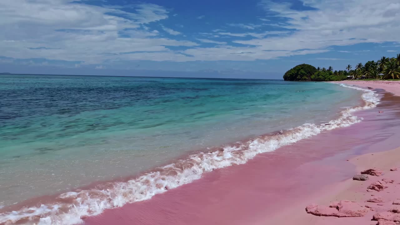 la playa de arena rosa es un paraíso.