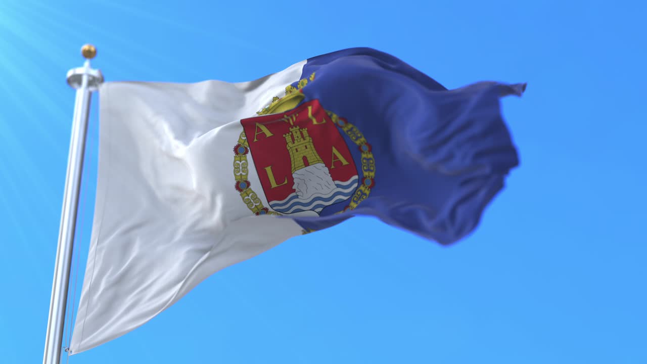 Bandera de la ciudad española de Alicante en Valencia, España - Bucle