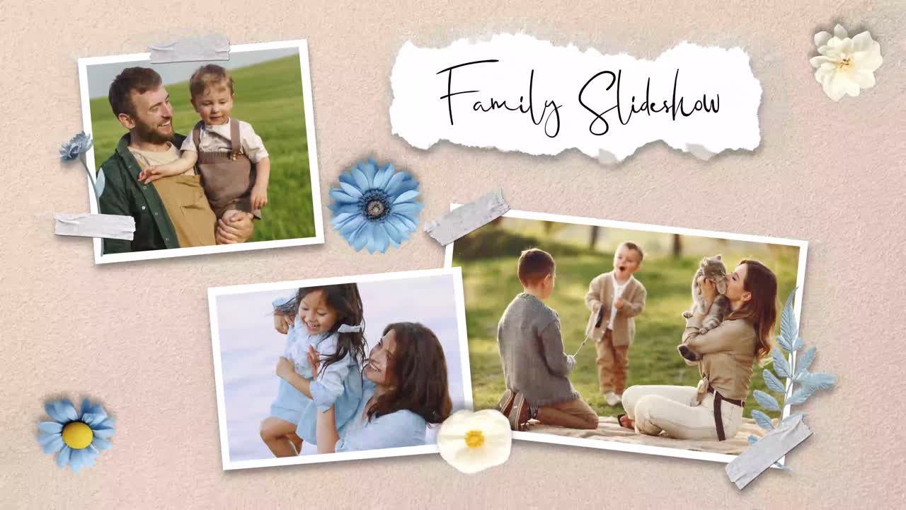 Animated Family Photo Slideshow with Decorative Elements
