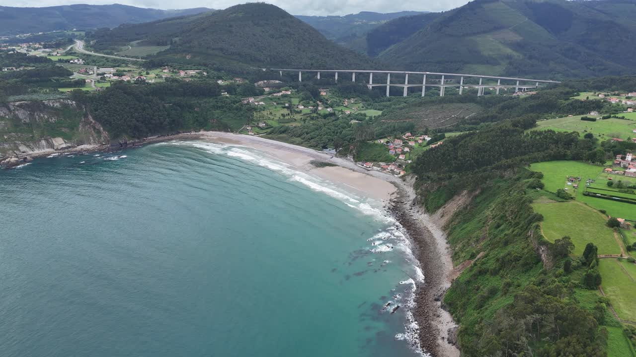 Concha  Artedo beach Northern Spain drone,aerial  high angle