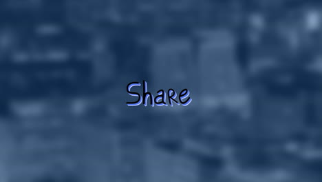 animation of share text with arrows over out of focus cityscape