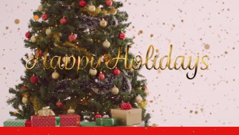 animación de felices fiestas texto sobre el árbol de navidad