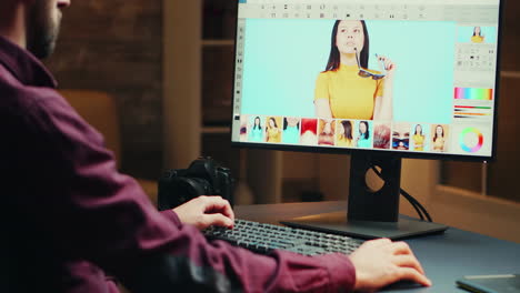 Talented-photographer-in-home-office-at-night