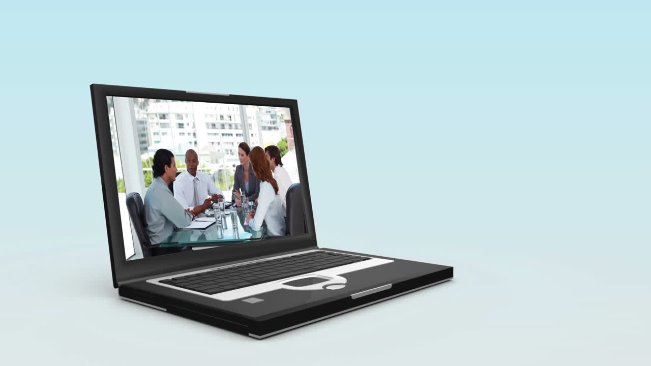 Videos of business people on two laptops