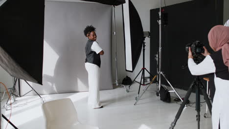 model posing in a studio