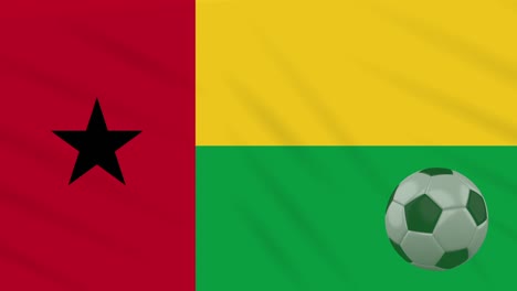 guinea-bissau flag waving and soccer ball, loop