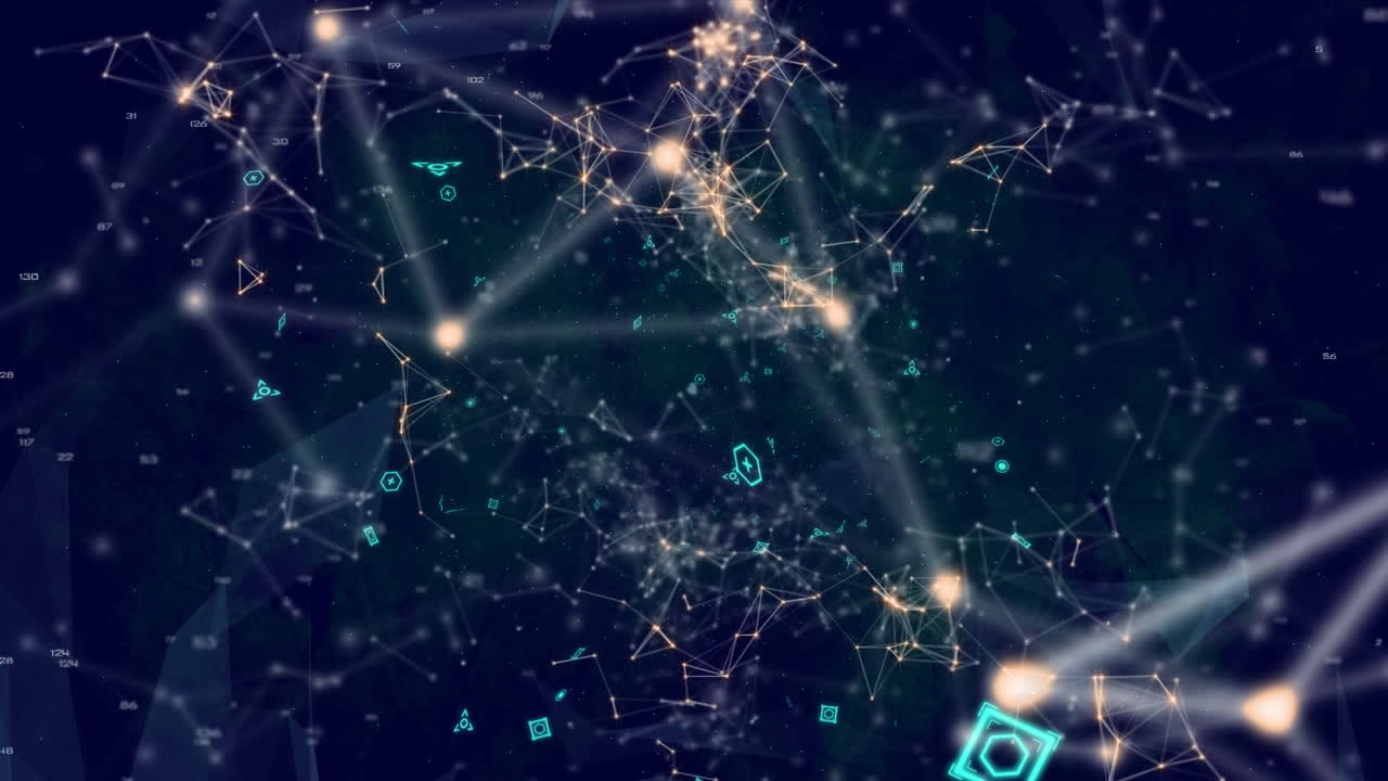 Animation of networks of connections on blue background
