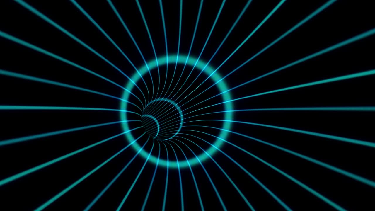 4K Futuristic technology abstract background with blue lines for network, big data, data center, server, vj, internet, speed. 3d tunnel from a grid. 3d animation loop 4K