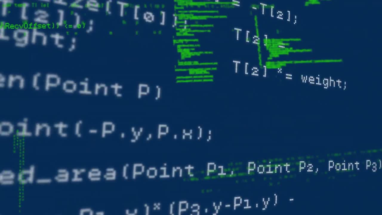 Animation of data processing on blue background
