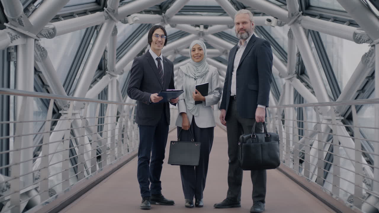 Business Team on a Modern Bridge
