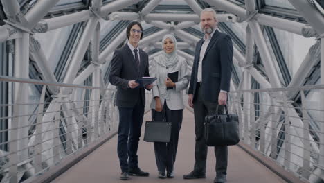 business team on a modern bridge
