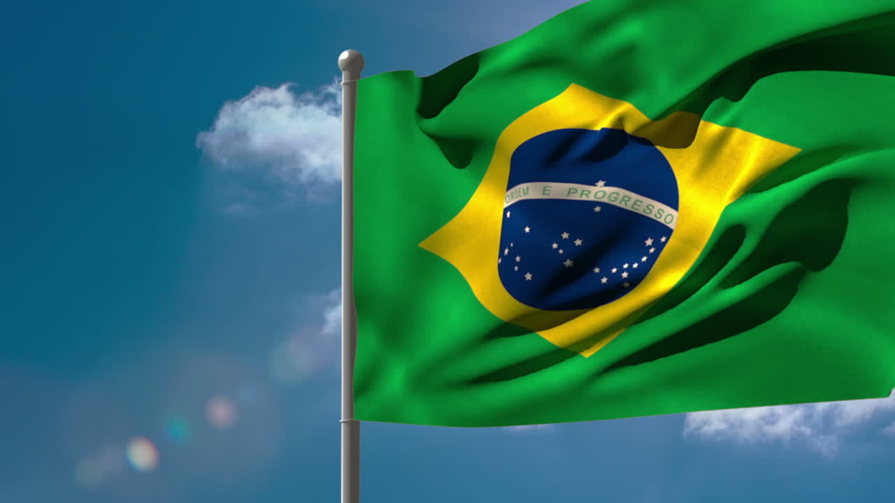 bandera nacional de brasil ondeando en el mástil de la bandera