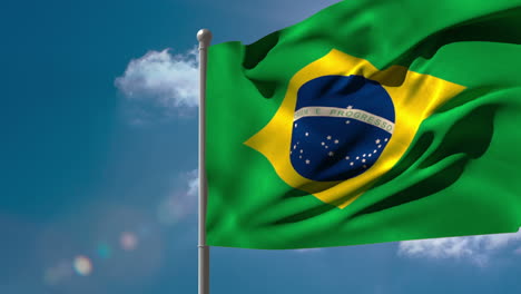 Brasilien-Nationalflagge-Weht-Am-Fahnenmast-