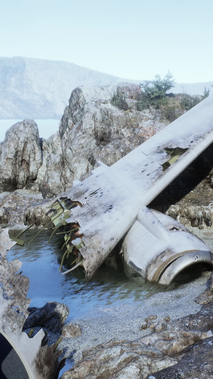 avión estrellado en una playa