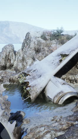 crashed airplane on a beach